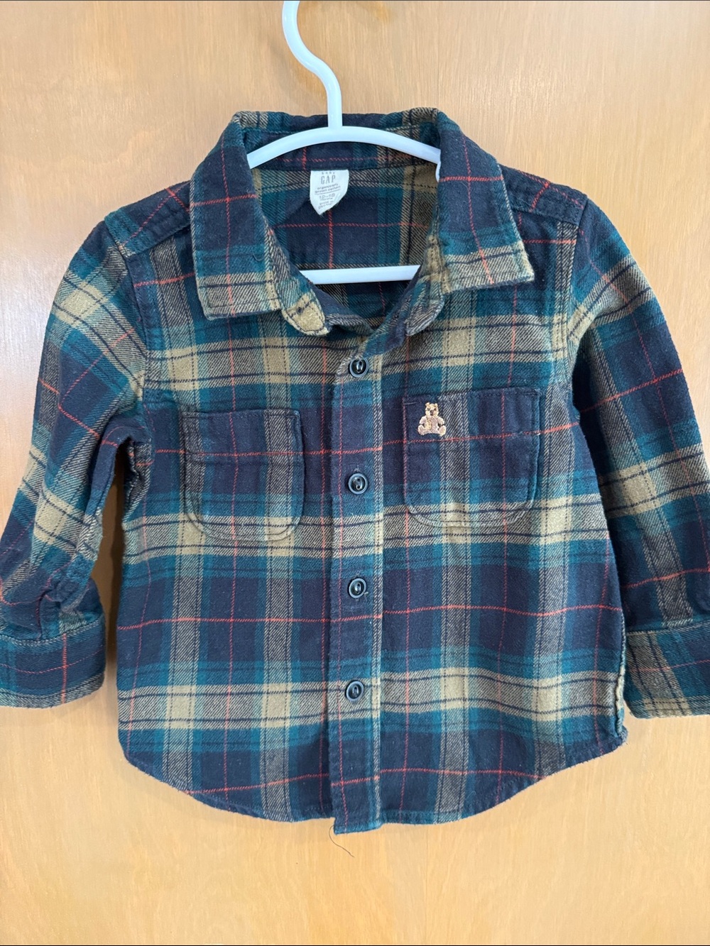 GAP Toddler Green and Brown Plaid Button-Down Shirt